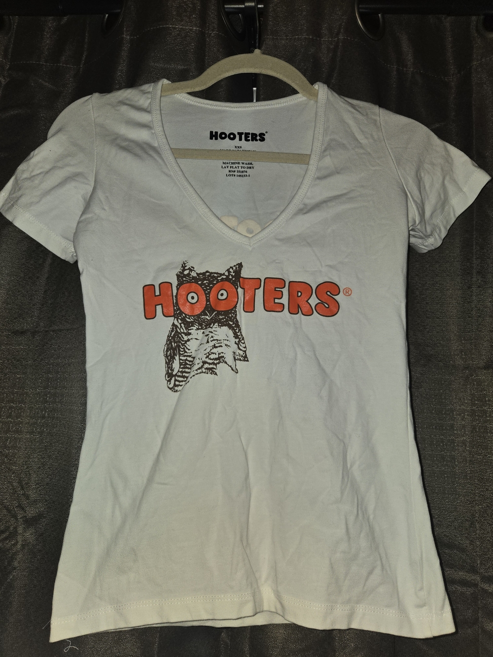 Hooters White V-Neck Logo Tee